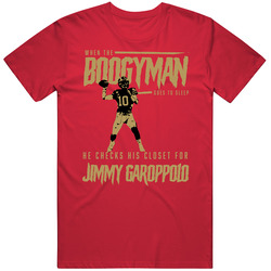 The Boogeyman Checks For Jimmy Garoppolo San Francisco Football Mens Soft Cotton Tee T Shirt