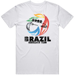 Brazil Bobsleigh Team 2014 Olympic Sochi Vintage Distressed Mens Soft Cotton Tee T Shirt