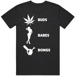 Buds Babes Bongs Stoner Weed Mens Soft Cotton Tee T Shirt