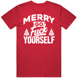 Merry Go Fuck Yourself Funny Christmas Worn Look Mens Soft Cotton Tee T Shirt