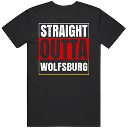 Straight Outta Wolfsburg German City Germany Grunge Parody Mens Soft Cotton Tee T Shirt