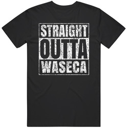 Straight Outta Waseca Distressed Look City Grunge Cool Mens Soft Cotton Tee T Shirt