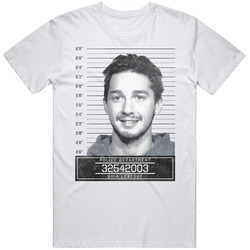 Shia Lebeouf Celebrity Mugshot Police Department Mens Soft Cotton Tee T Shirt