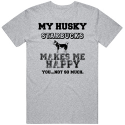 Starbucks Husky I Care About My Dog Funny Best Friend Dog Lover Mens Soft Cotton Tee T Shirt