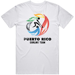 Puerto Rico Curling Team 2014 Olympic Sochi Vintage Distressed Mens Soft Cotton Tee T Shirt