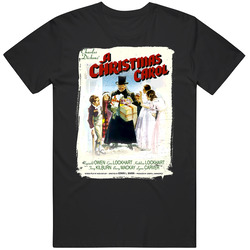 A Christmas Carol Movie Retro Poster Holiday Season Worn Look Mens Soft Cotton Tee T Shirt