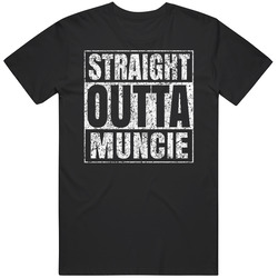 Straight Outta Muncie Distressed Look City Grunge Cool Mens Soft Cotton Tee T Shirt
