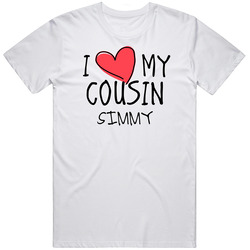 I Heart My Cousin Simmy Name Mens Soft Cotton Tee T Shirt