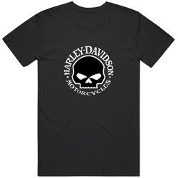 Harley Davidson Motorcycles Logo With Skull Retro Graphic Unisex Soft Cotton Black Mens Soft Cotton Tee T Shirt