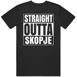 Straight Outta Skopje Macedonia Compton Parody Grunge City Mens Soft Cotton Tee T Shirt