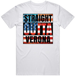 Straight Outta Verona Pennsylvania Usa American City Patriotic Flag Mens Soft Cotton Tee T Shirt