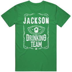 Jackson Irish Drinking Team Whiskey Beer Custom Name St Patricks Day Mens Soft Cotton Tee T Shirt