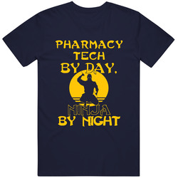 Pharmacy Tech By Day Ninja By Night Funny Mens Soft Cotton Tee T Shirt