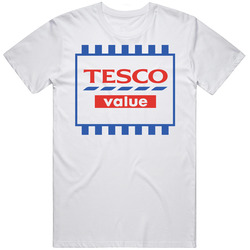 Tesco Value Supermarket Logo Foodie Mens Soft Cotton Tee T Shirt