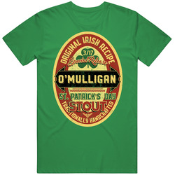 O'mulligan Original Irish Stout Beer Label St Patricks Day Last Name Mens Soft Cotton Tee T Shirt