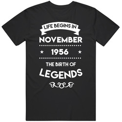 Life Begins In November 1956 The Birth Of Legends Mens Soft Cotton Tee T Shirt