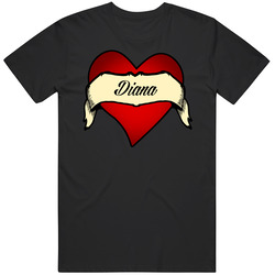 Heart Diana Tattoo Name Mens Soft Cotton Tee T Shirt