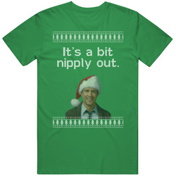 A Bit Nipply Out National Lampoons Christmas Vacation Quote Clark Knit Mens Soft Cotton Tee T Shirt
