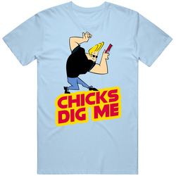 Johnny Bravo Chicks Dig Me Cartoon 90s Mens Soft Cotton Tee T Shirt