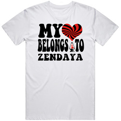 My Heart Belongs Love Zendaya Mens Soft Cotton Tee T Shirt