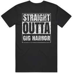 Straight Outta Gig Harbor Distressed Look City Grunge Cool Mens Soft Cotton Tee T Shirt