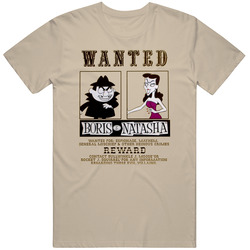 Wanted Boris And Natasha Bullwinkle Moose Rocker Squirrel Mens Soft Cotton Tee T Shirt