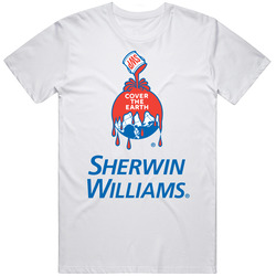 Sherwin Williams Cover The Earth Fan Retro Graphic Unisex Cotton White Classic Mens Soft Cotton Tee T Shirt