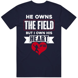 Matthew Slater # 18 Owns The Field I Own His Heart New England Football Sports Athlete Mens Soft Cotton Tee T Shirt