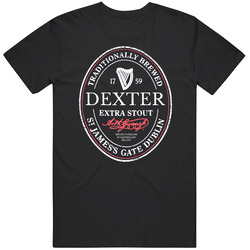 Dexter Irish Beer Label St Patricks Day Guinness Parody Grunge Mens Soft Cotton Tee T Shirt