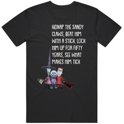 Kidnap The Sandy Claws Nightmare Before Christmas Lock Shock And Barrel Mens Soft Cotton Tee T Shirt