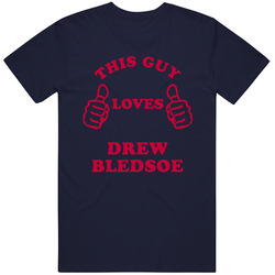 Drew Bledsoe This Guy Loves Football Sports New England Mens Soft Cotton Tee T Shirt