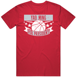 Yao Ming For President Houston Basketball Player Funny Sports Fan Mens Soft Cotton Tee T Shirt