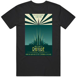 Bioshock Welcome To Rapture Poster  Cool Video Game Mens Soft Cotton Tee T Shirt
