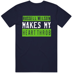 Russell Wilson Makes My Heart Throb Seattle Football Player Cool Fan Mens Soft Cotton Tee T Shirt