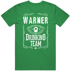 Warner Irish Drinking Team Whiskey Beer Custom Name St Patricks Day Mens Soft Cotton Tee T Shirt