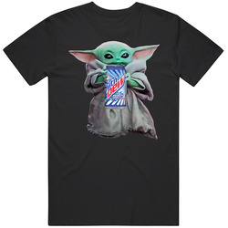 Baby Yoda The Child Mandalorian Mountain Dew White Out Soda Pop Drink Mens Soft Cotton Tee T Shirt