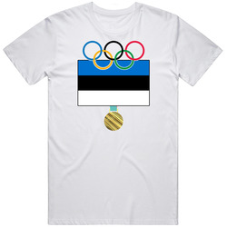 Estonia Pyeongchang 2018 Winter Olympics Flag Gold Medal Mens Soft Cotton Tee T Shirt