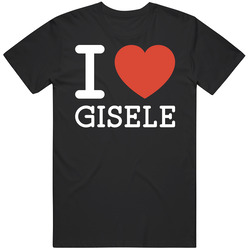 I Heart Love Gisele Bundchen Football Brady Fan Black Mens Soft Cotton Tee T Shirt