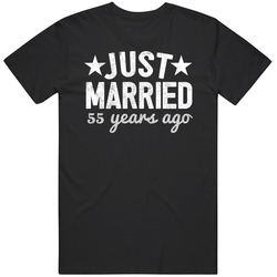 Just Married 55 Years Ago Wedding Anniversary Party Couple Gift Mens Soft Cotton Tee T Shirt