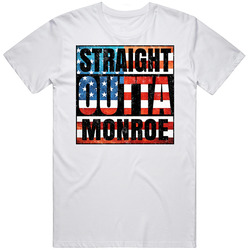 Straight Outta Monroe Louisiana Usa American City Patriotic Flag Mens Soft Cotton Tee T Shirt