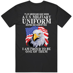 7 Percent Of Americans Military Uniform Veterans Pride Mens Soft Cotton Tee T Shirt