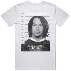 Keanu Reeves Celebrtiy Mugshot Police Department Mens Soft Cotton Tee T Shirt