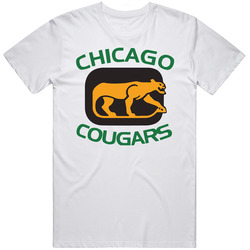 Chicago Cougars World Hockey Association Retro Team Logo Mens Soft Cotton Tee T Shirt