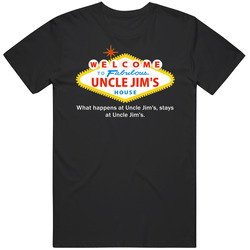 What Happens At Uncle Jim House Las Vegas Parody Party Mens Soft Cotton Tee T Shirt