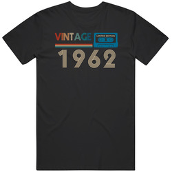 1962 Vintage Limited Edition Cassette Tape Birth Year Mens Soft Cotton Tee T Shirt