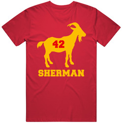 Anthony Sherman Jersey Number 42 Goat Greatest Of All Time Kc Kansas City Football Player Fan Mens Soft Cotton Tee T Shirt