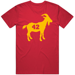 Anthony Sherman Jersey Number 42 Goat Greatest Of All Time Kc Kansas City Football Player Mens Soft Cotton Tee T Shirt