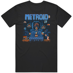 Metroid Pixel Art Work 80s Video Game Fan Mens Soft Cotton Tee T Shirt