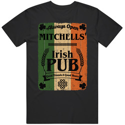 Mitchells Irish Pub Sign Custom St Patricks Day Last Name Ireland Pride Mens Soft Cotton Tee T Shirt