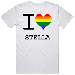 I Love Heart Gay Pride Lesbian Stella Mens Soft Cotton Tee T Shirt